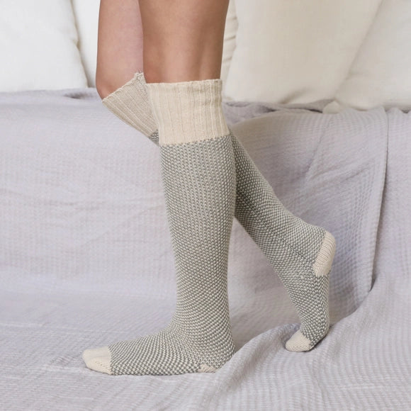 Open Work Two-Tone Lounge Socks