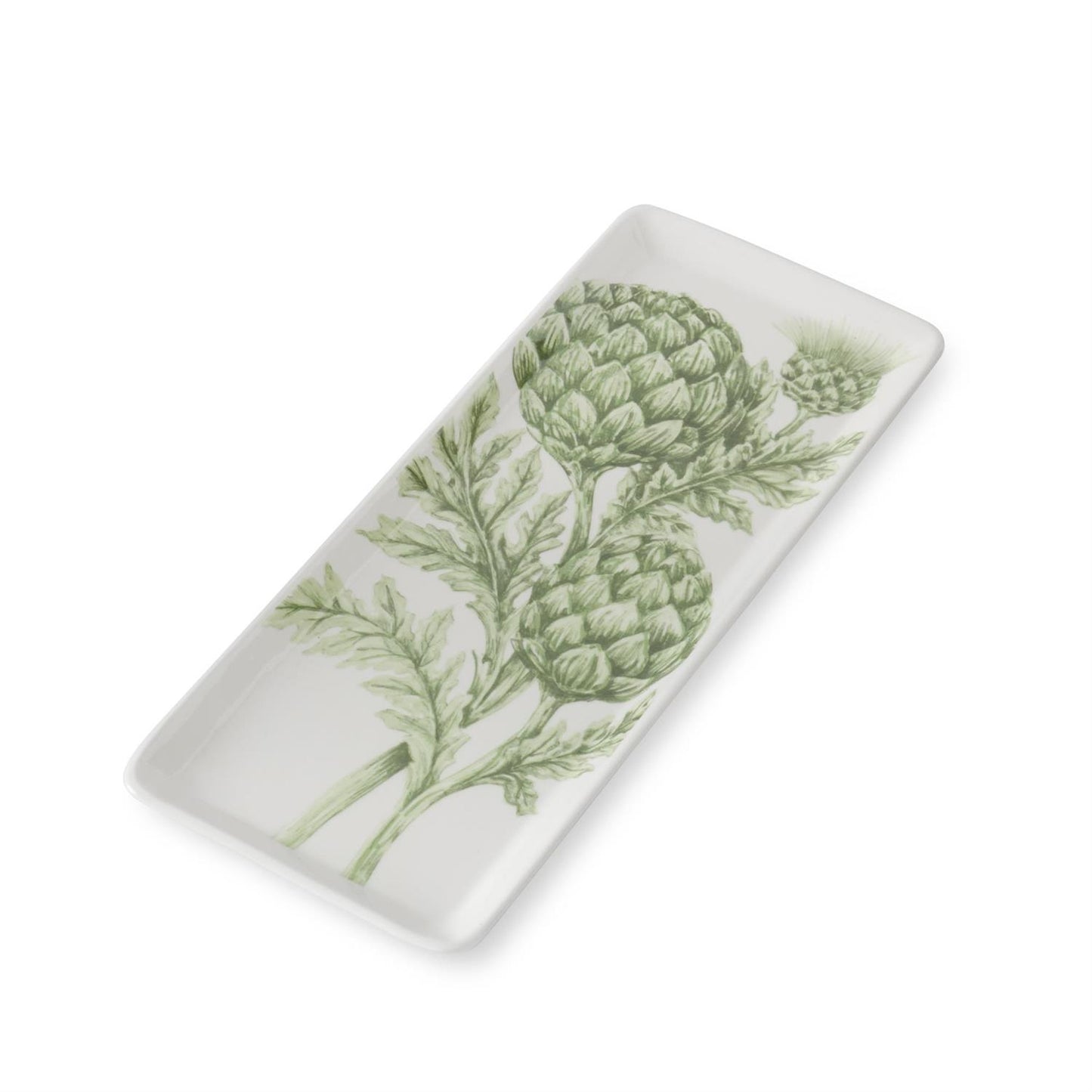 White Tray with Green Artichokes