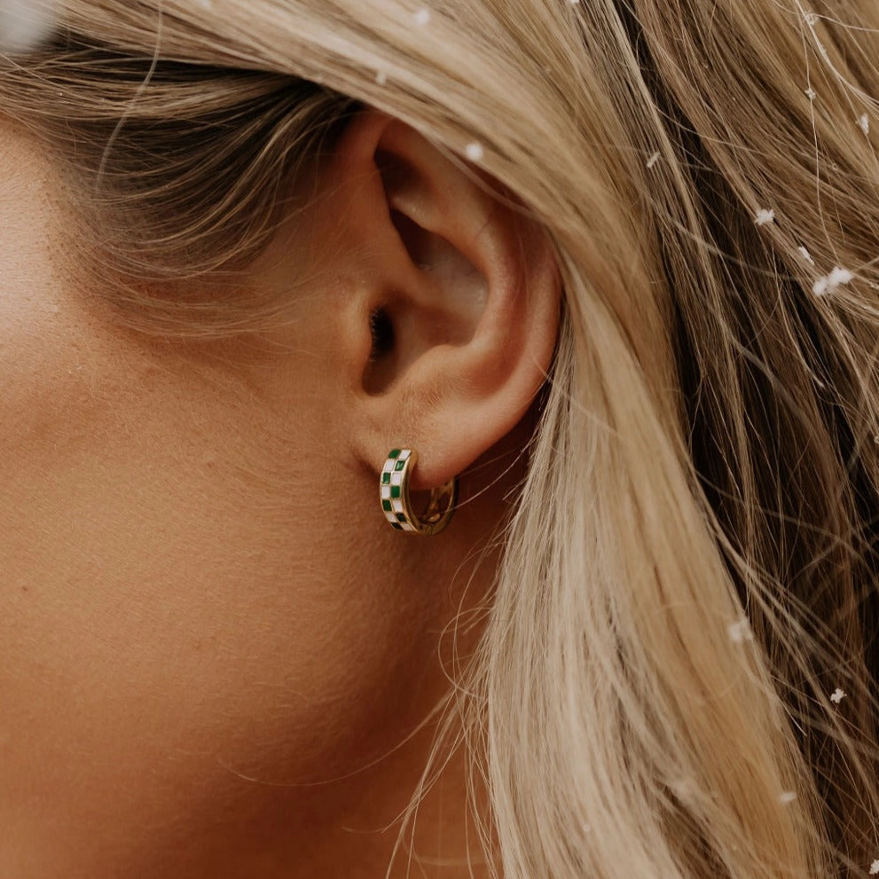 Green and White Checkered Hoops