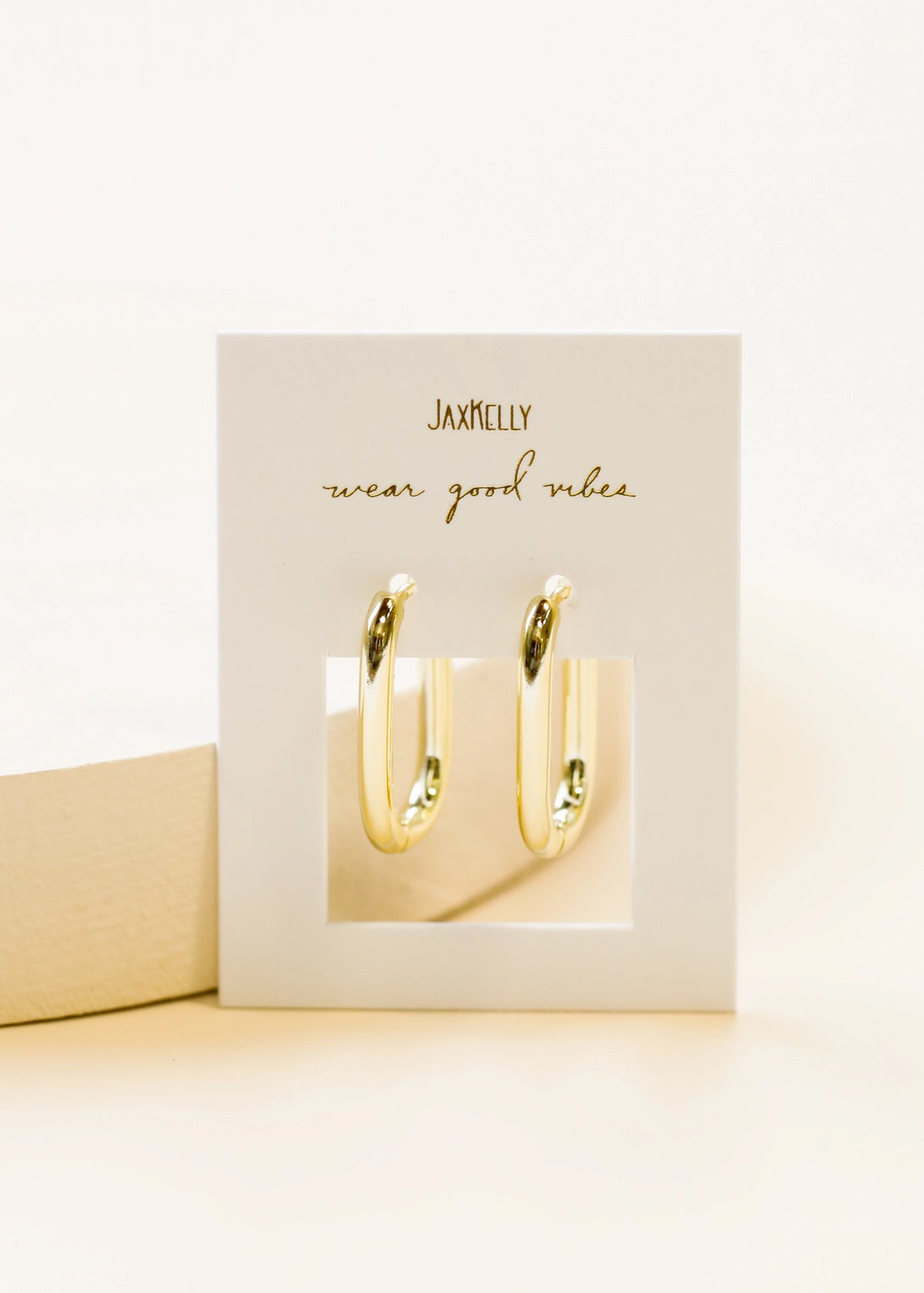 Large Rectangle Gold Hoop Earrings