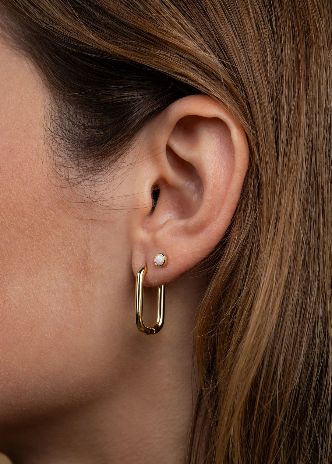 Large Rectangle Gold Hoop Earrings