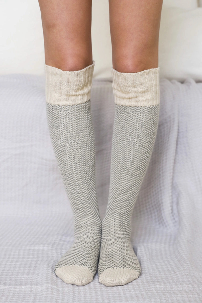 Open Work Two-Tone Lounge Socks