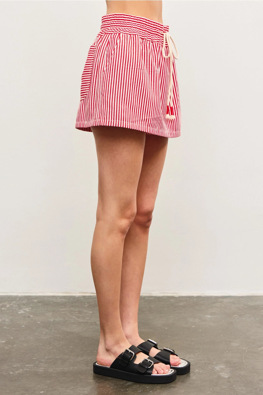 Wide Waist Drawstring Skort