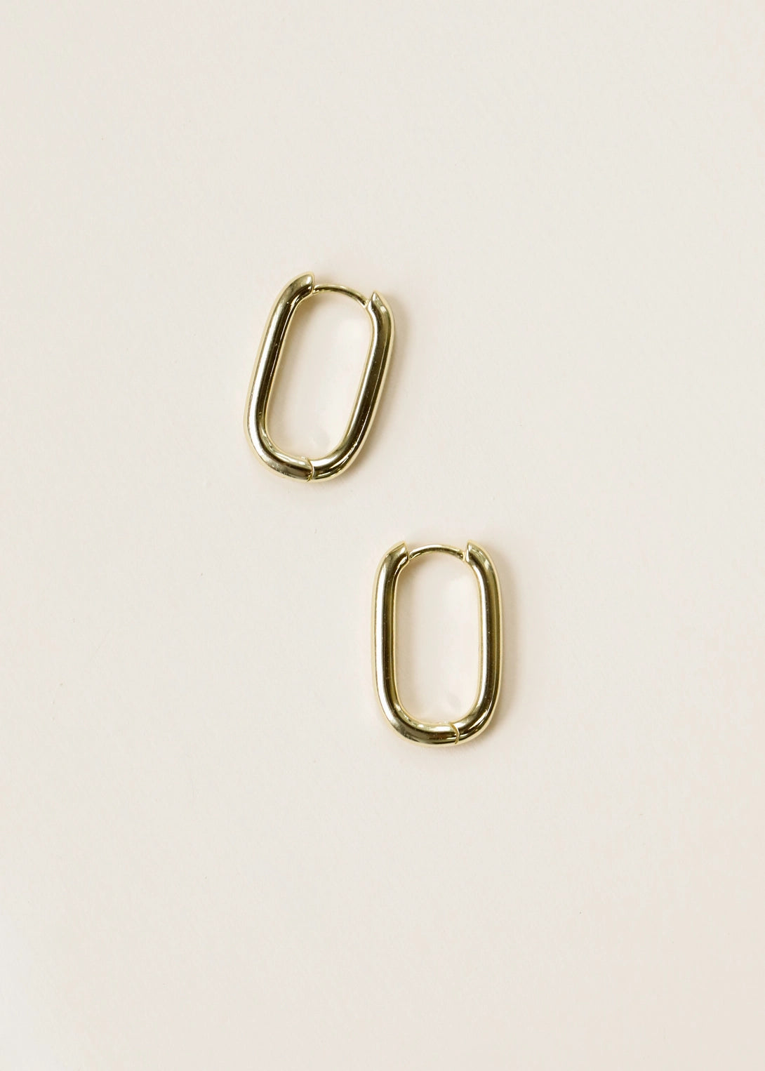 Large Rectangle Gold Hoop Earrings