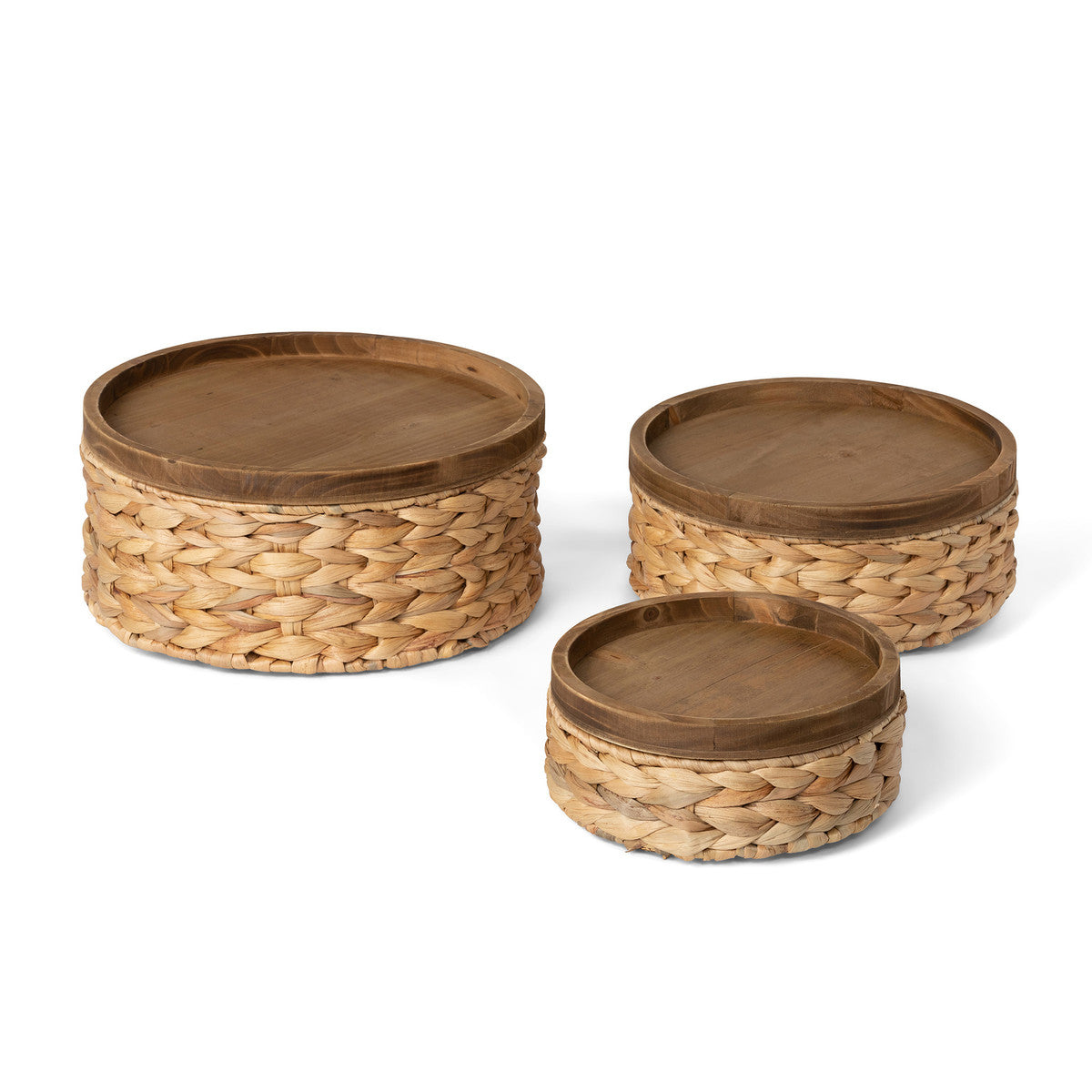 Woven Water Hyacinth Round Storage Basker
