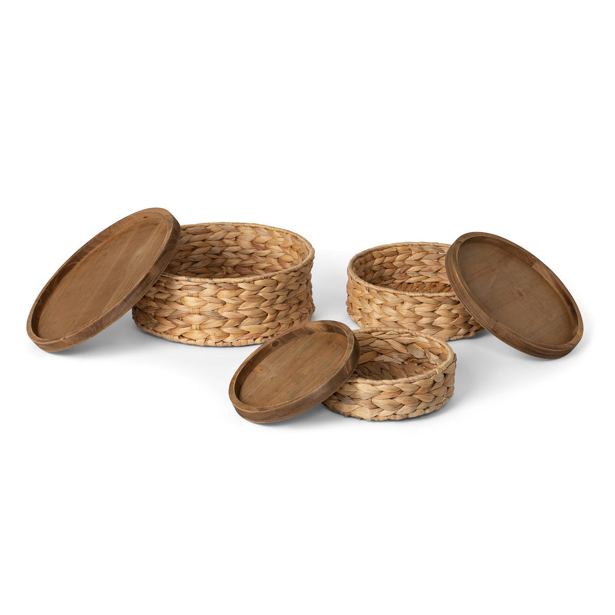 Woven Water Hyacinth Round Storage Basker