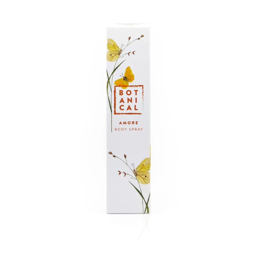 front box view of fikkerts clean botanical amore body spray