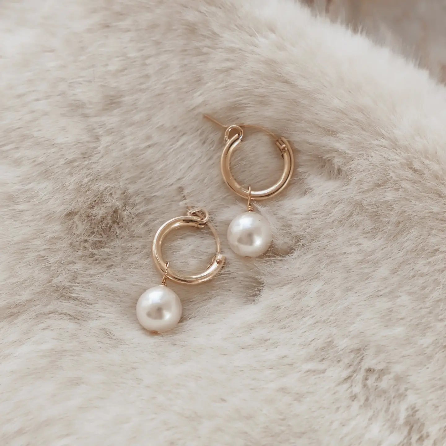 Audrey Pearl Hoop Earrings