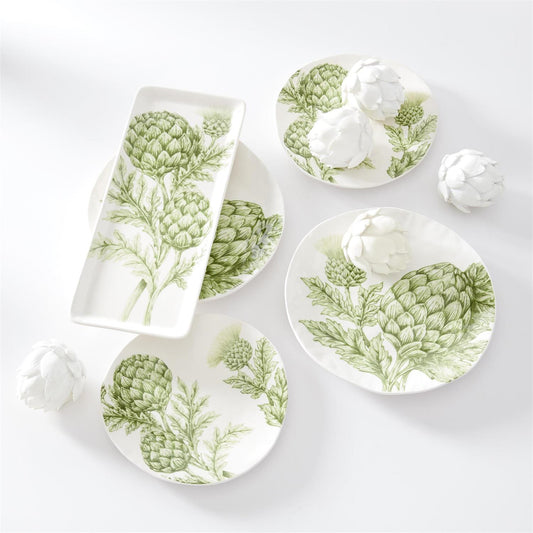 White Tray with Green Artichokes