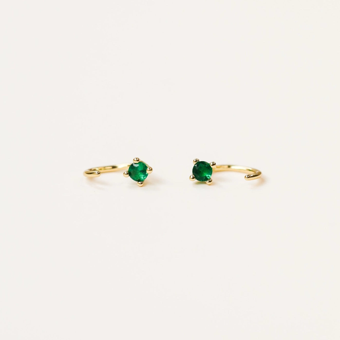 Emerald Huggie Hoop