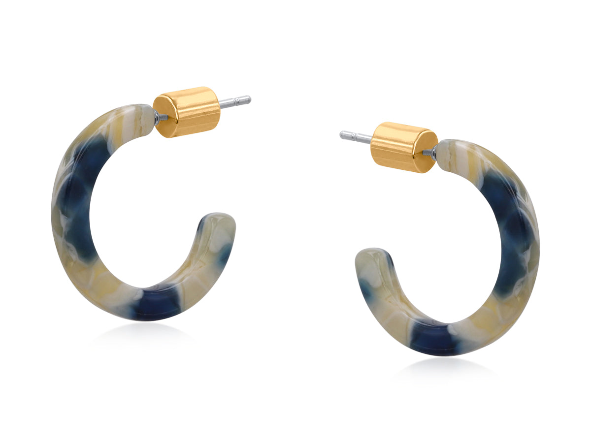 Cream Navy Lima Petite Resin Hoop Earrings