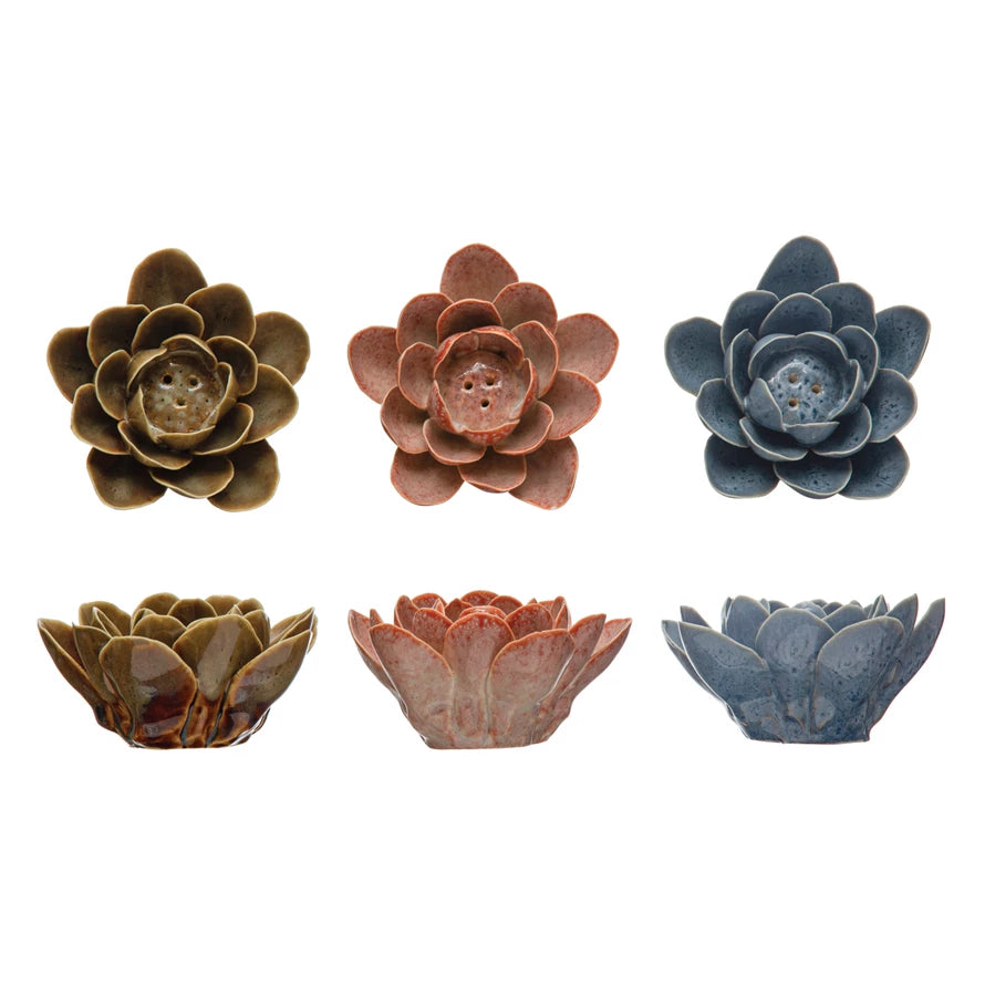 Stoneware Incense Flower Holder