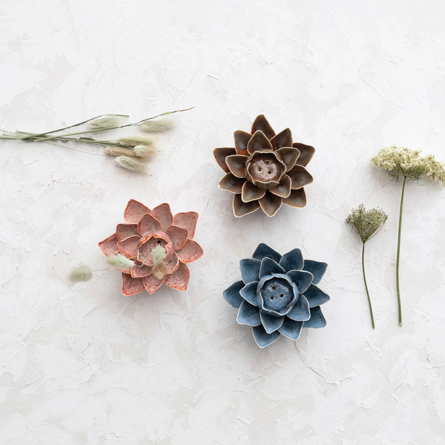 Stoneware Incense Flower Holder