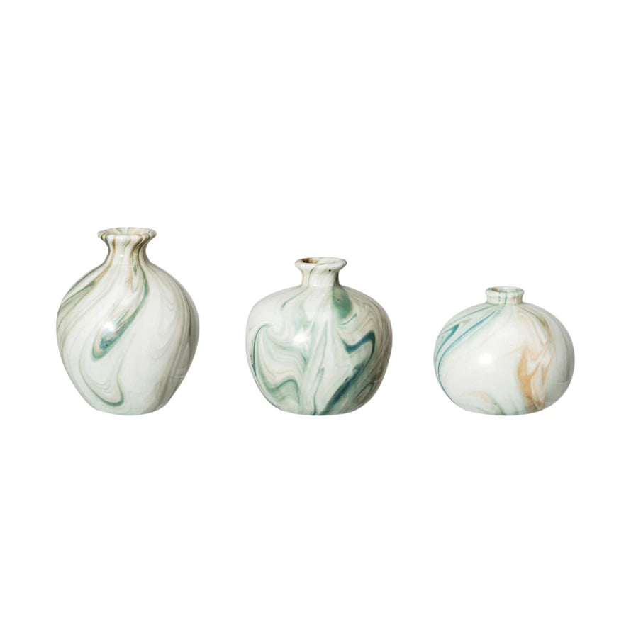 Stoneware Vases with Marbled Design