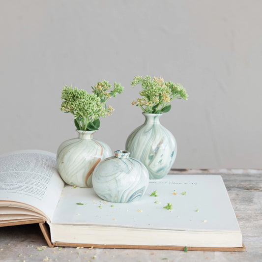 Stoneware Vases with Marbled Design