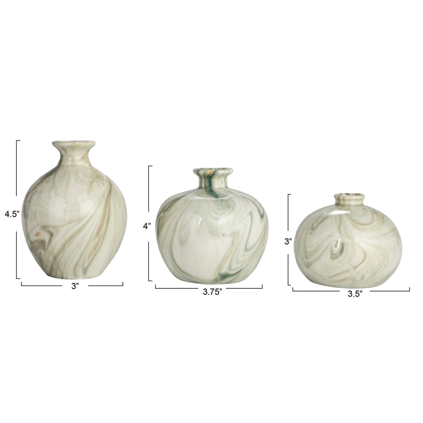 Stoneware Vases with Marbled Design