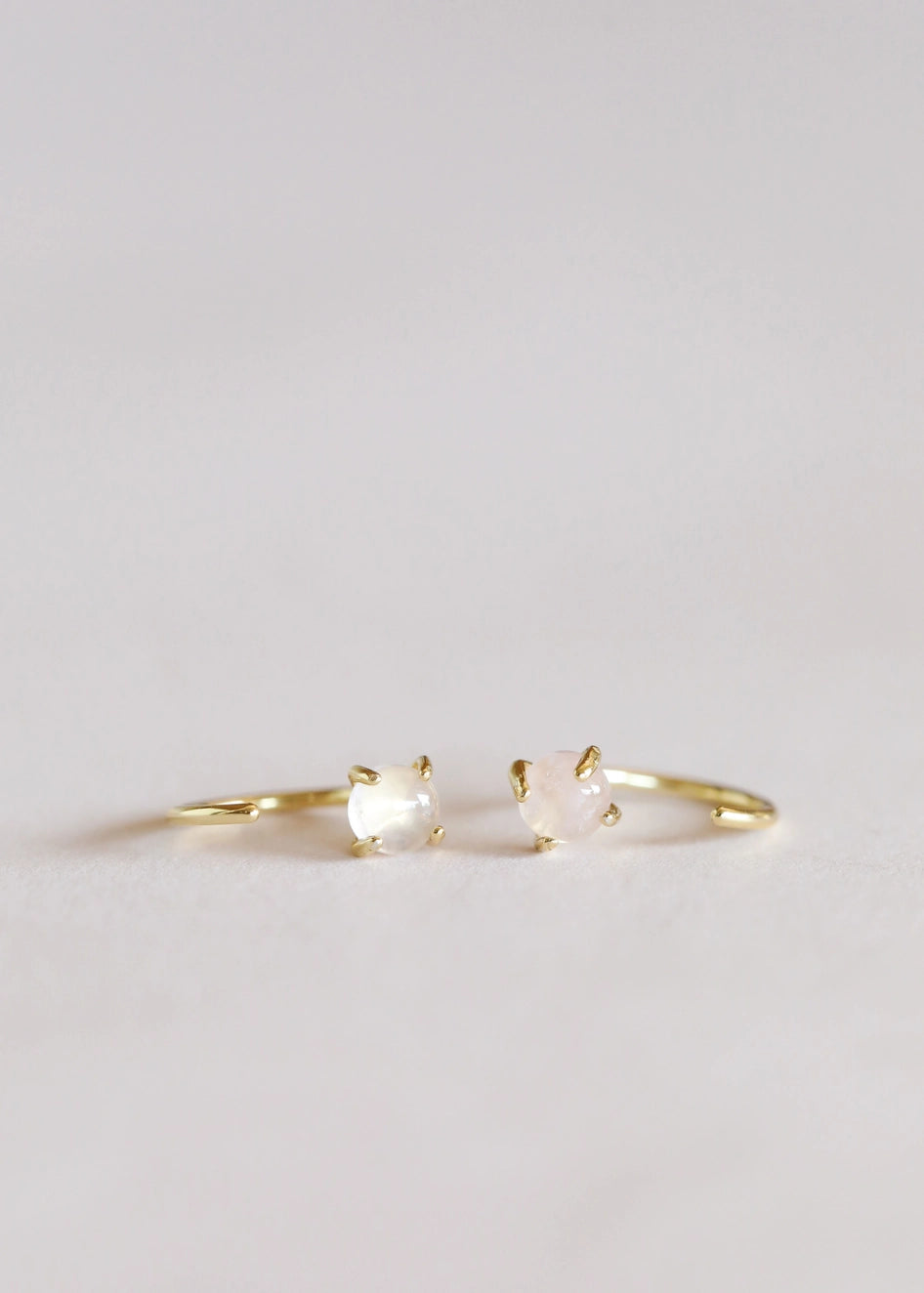 Rose Quartz Huggies Earring
