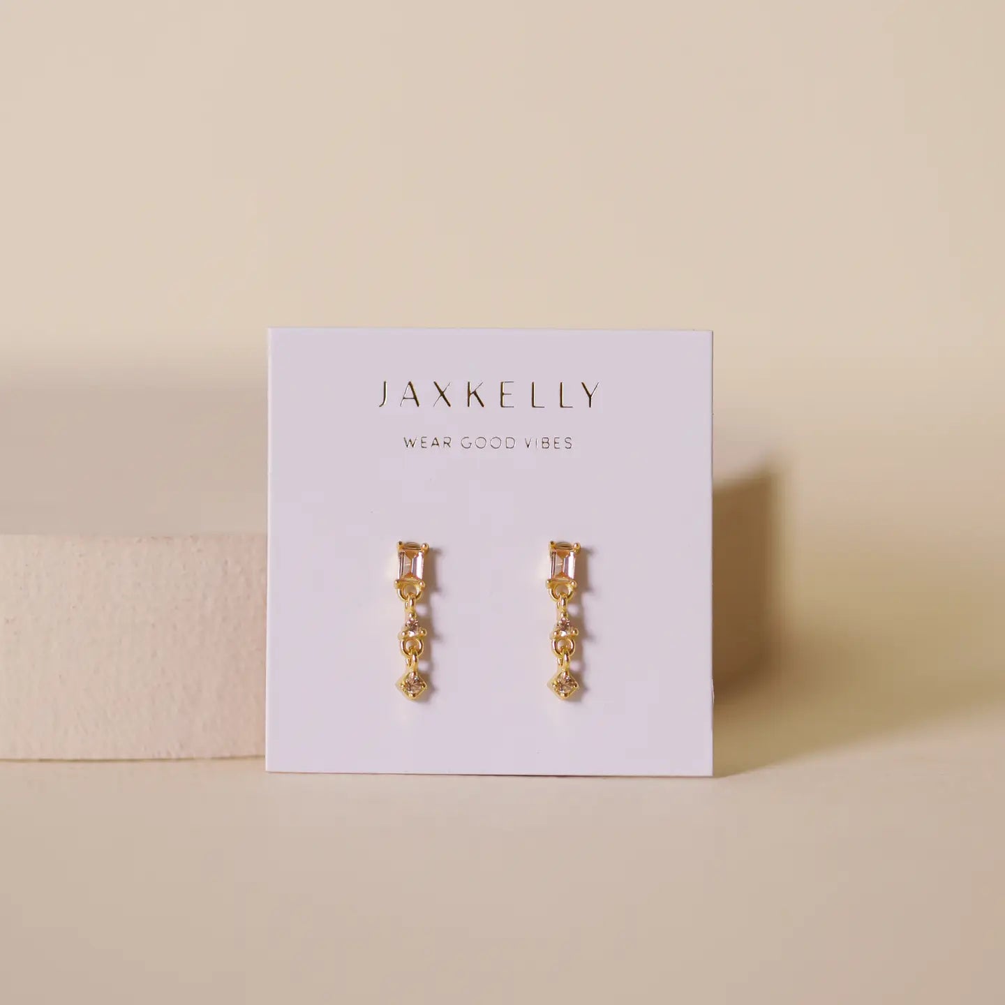 Mini Baguette Drop Earrings-Champagne