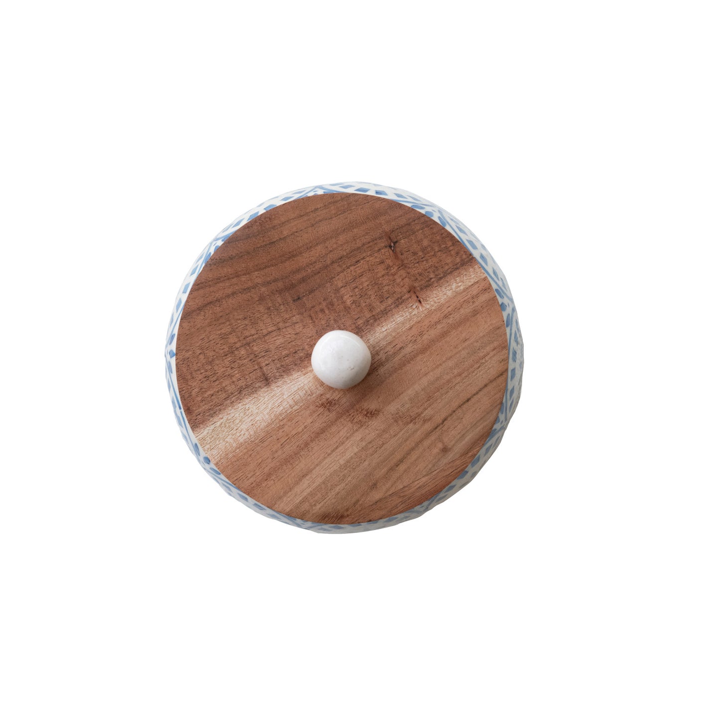 Hand Painted Stoneware Canister with Acacia Wood Lid