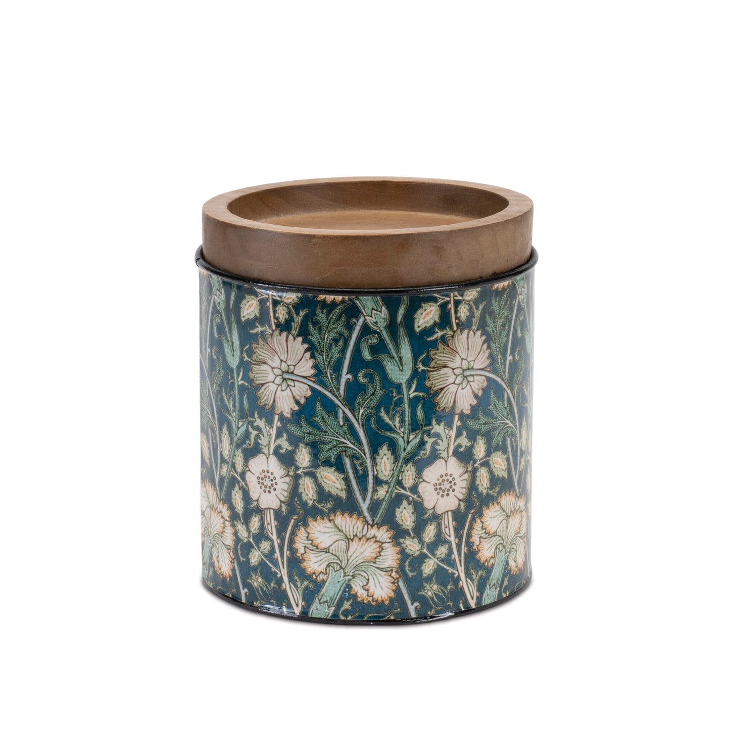 three sizes storage containers with wood lid for kitchen and utensil storage or organization featuring a floral design in a fun modern print.