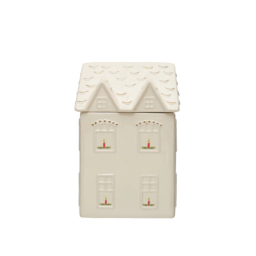 Stoneware Holiday Cookie Jar