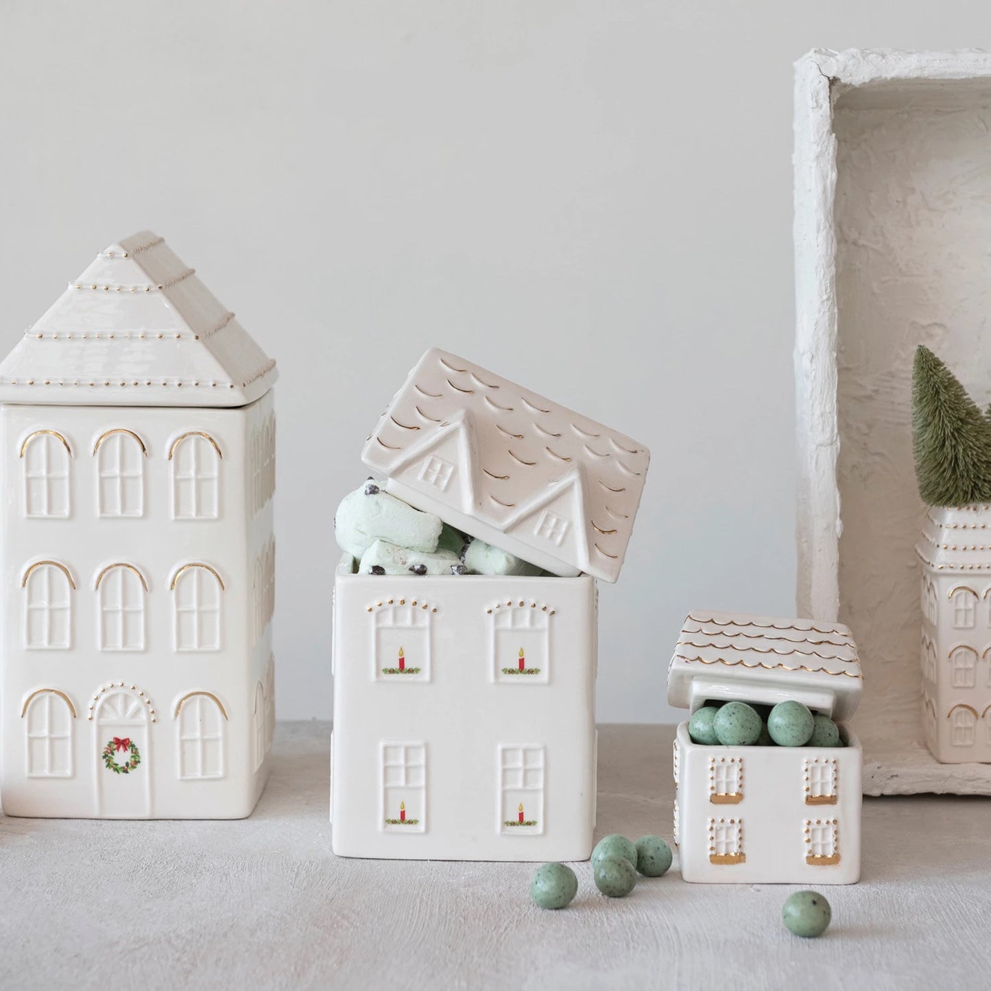 Stoneware Holiday Cookie Jar