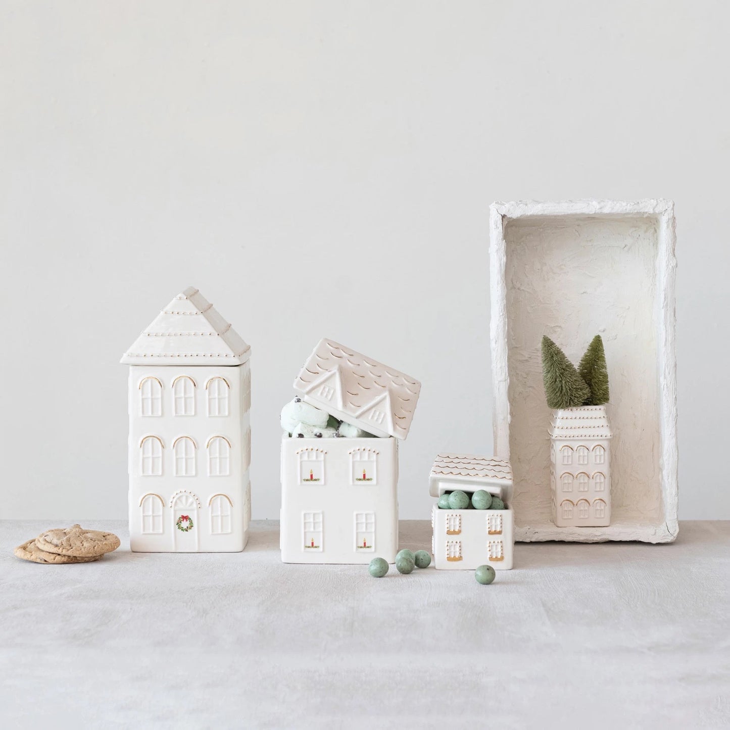 Stoneware Holiday Cookie Jar