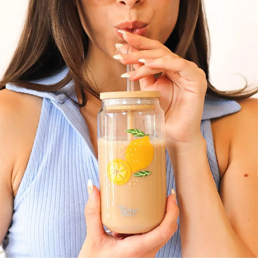 Citrus & Floral Iced Coffee Glass