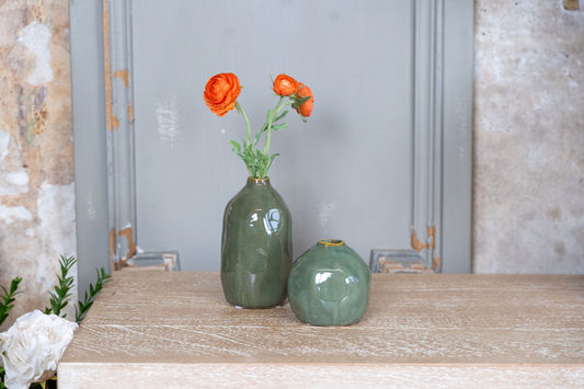 Green Ceramic Bud Vase