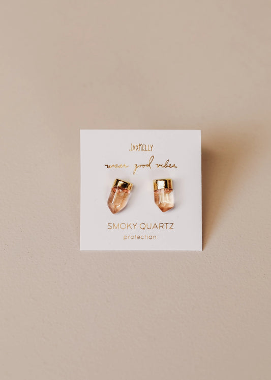 Gold Dip Smokey Quartz Earring