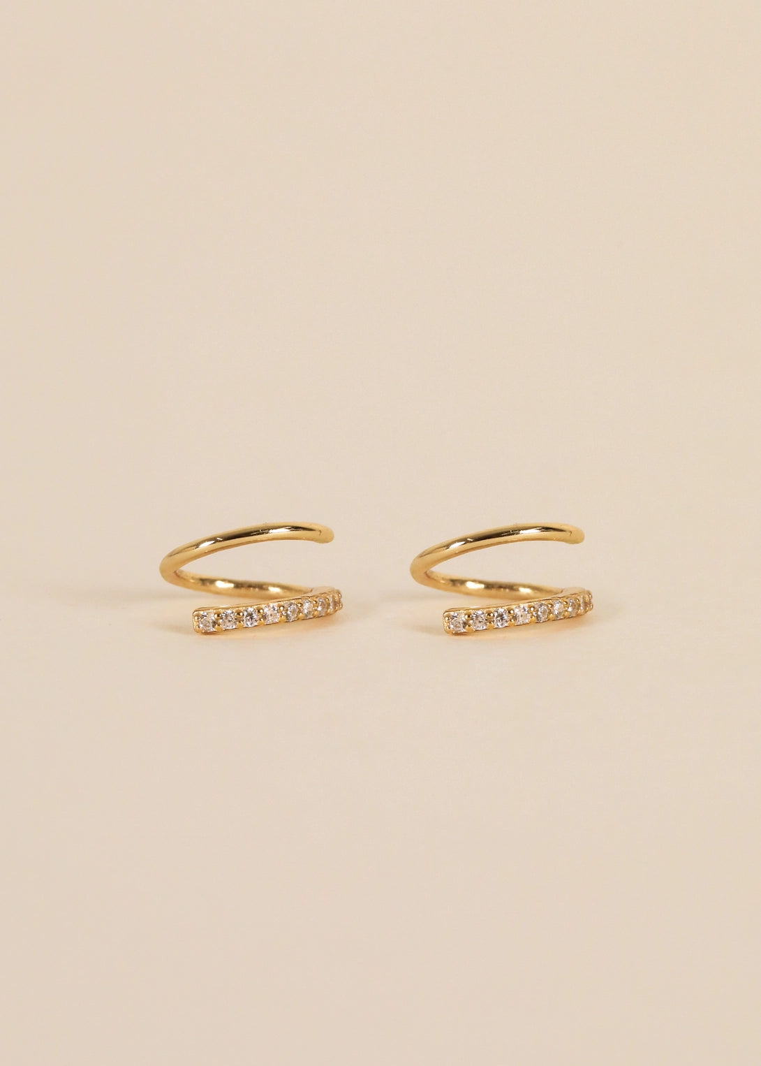 Pave Spiral Gold Earrings