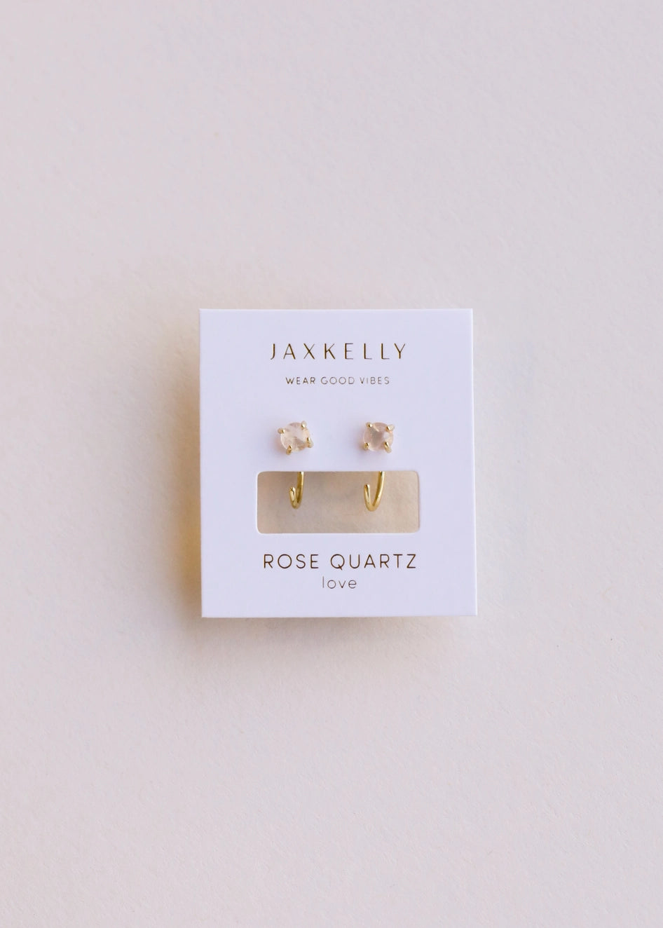 Rose Quartz Huggies Earring