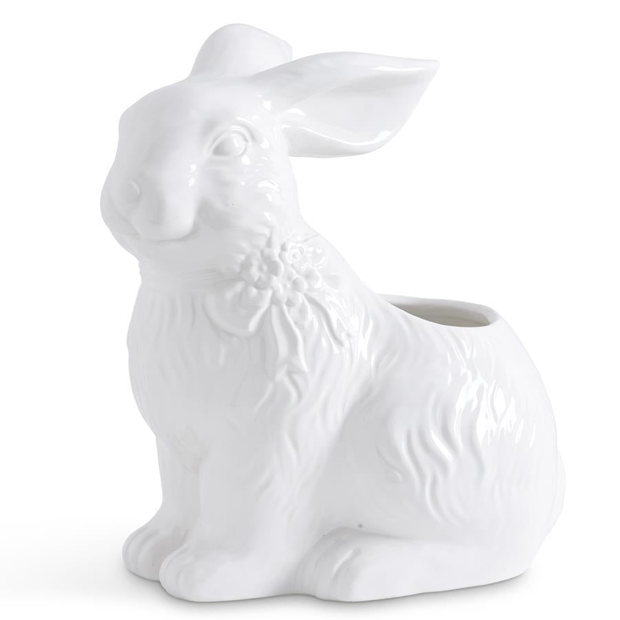 White Bunny with Bow Planter