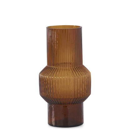 Amber Glass Ribbed Vases