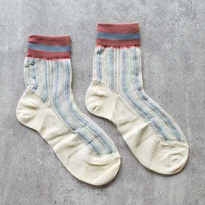 Ankle Mesh Striped Casual Sock