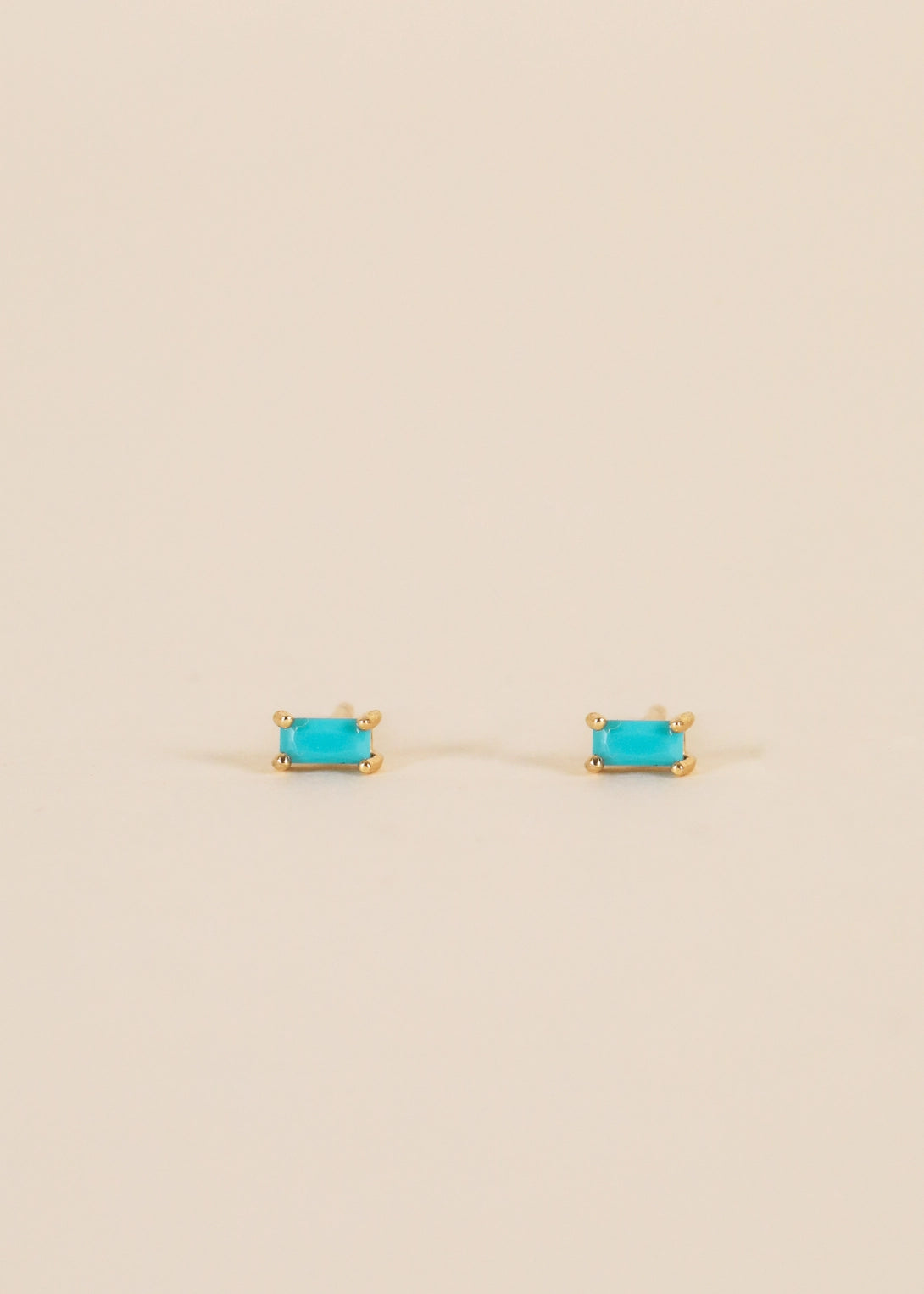 Turquoise Baguette Gold Earrings