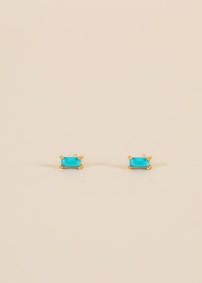 Turquoise Baguette Gold Earrings