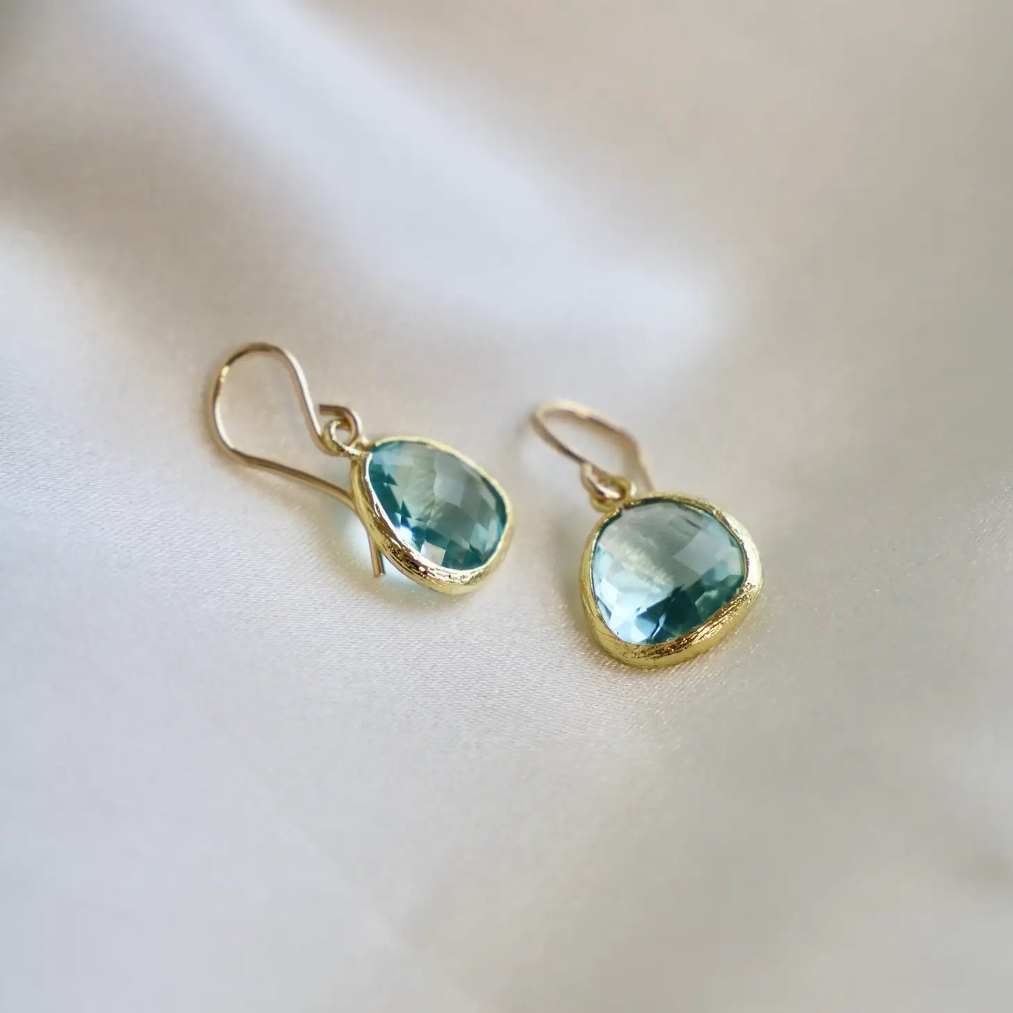 Aquamarine Bezel Earrings