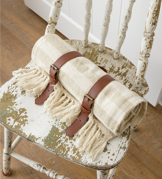 Carry Along Throw - Cream and Natural Stripes