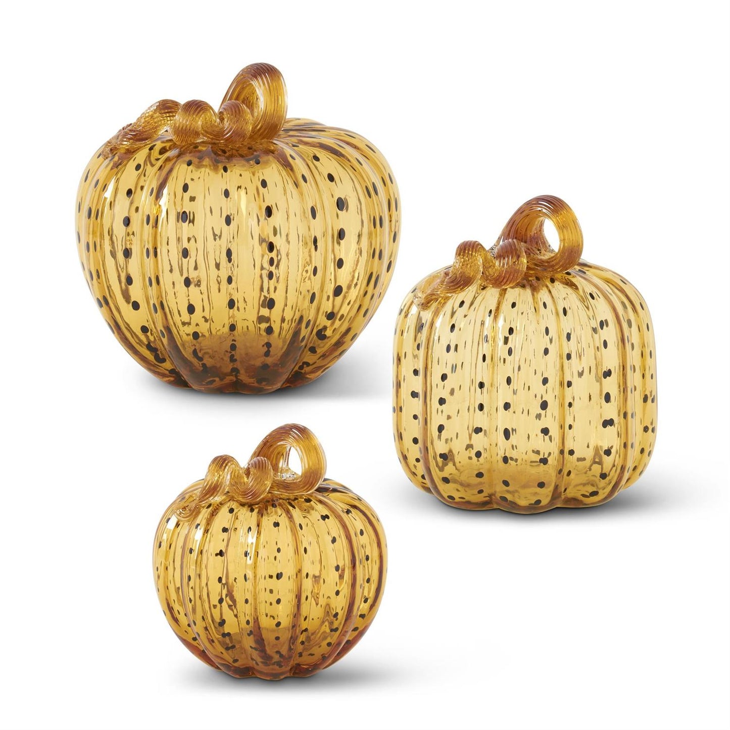 Black Speckled Amber Glass Pumpkins