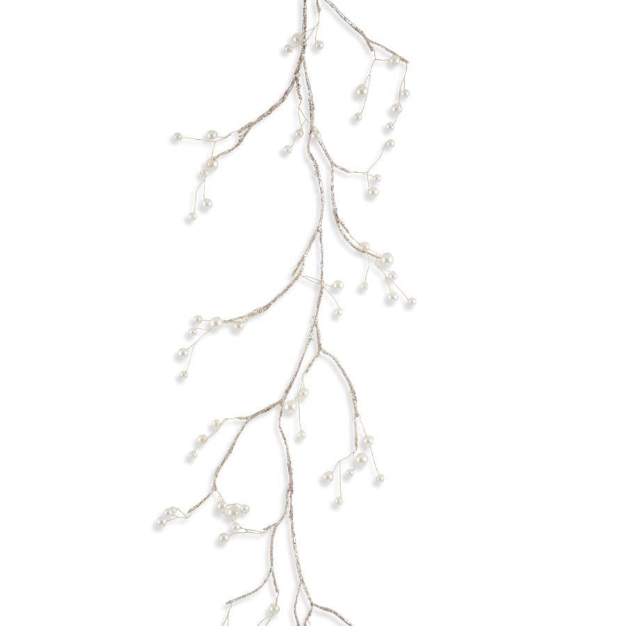 Glittered Twig Garland with Pearls