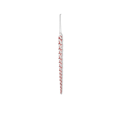 White & Red Spiral Glass Icicle Ornament