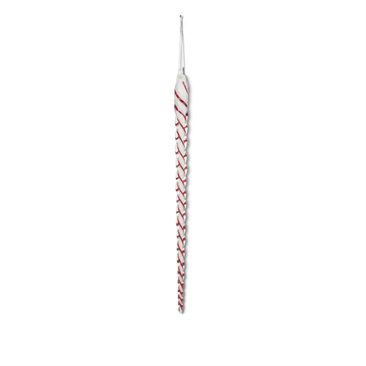 White & Red Spiral Glass Icicle Ornament