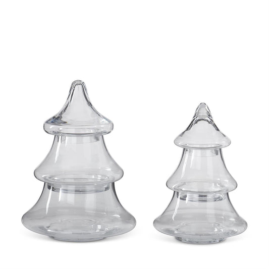 3 Tier Clear Glass Christmas Tree Containers