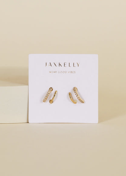 Pave Spiral Gold Earrings