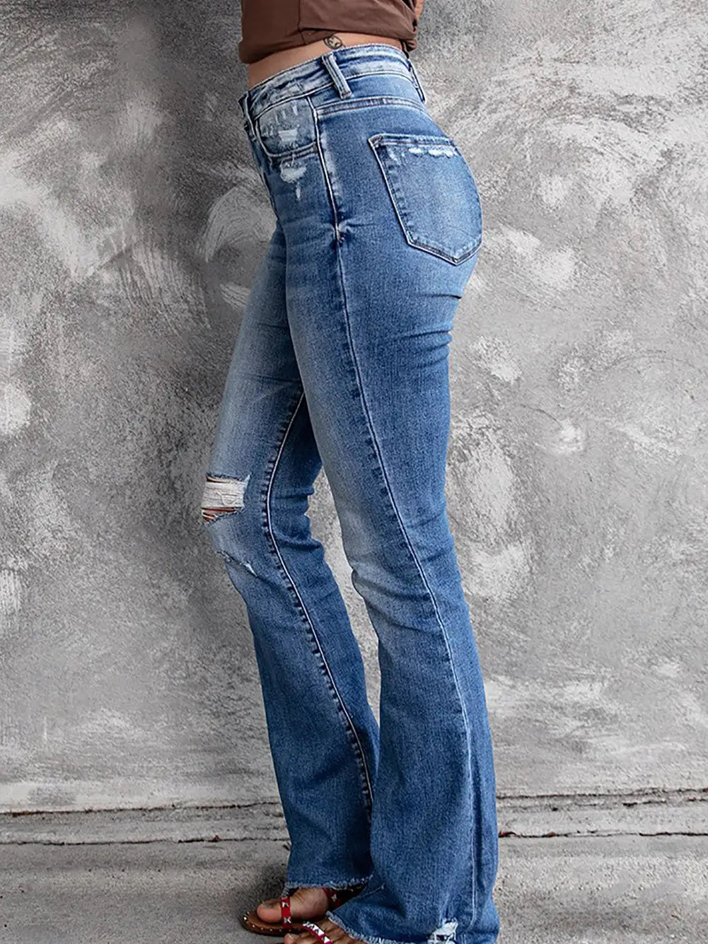 Angelina Distressed Flare Jeans