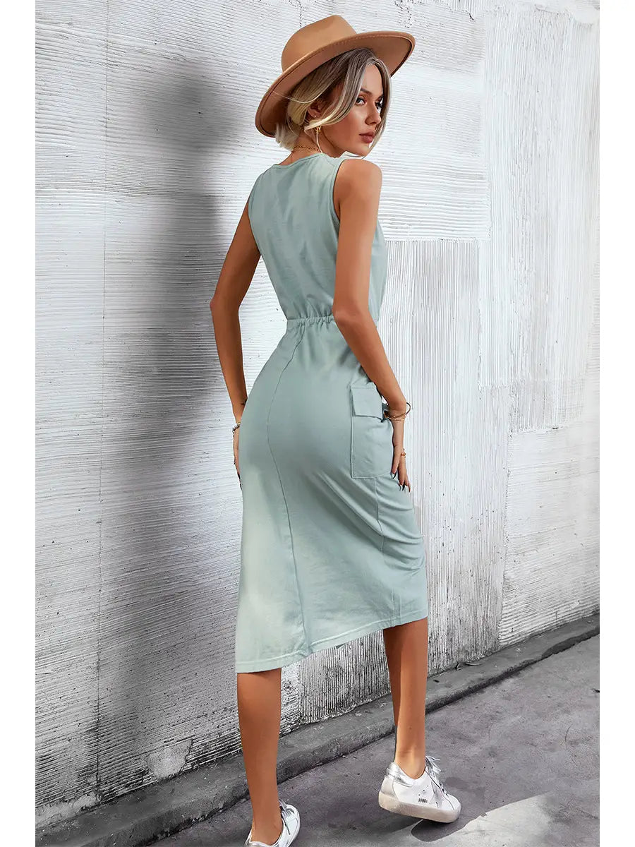 V Neck Sleeveless Dress