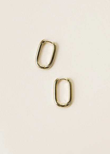 Large Rectangle Gold Hoop Earrings