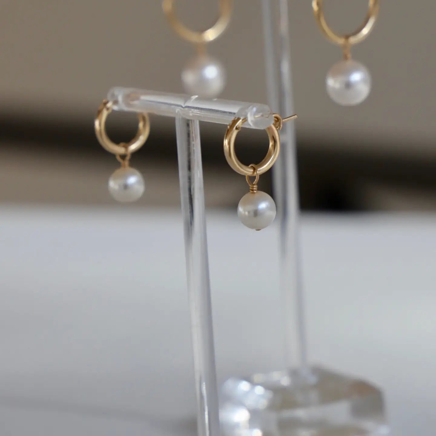 Audrey Pearl Hoop Earrings