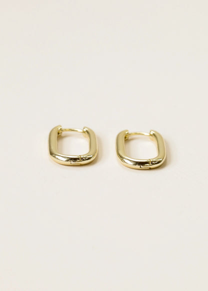 Large Rectangle Gold Hoop Earrings